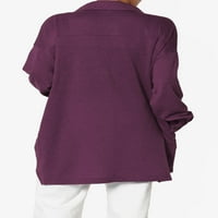 TheMogan ženske prevelike žakardne majice casual džep dugi rukav niz gornji dio
