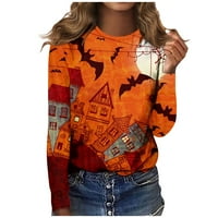 Feterrnal ženski modni casual dugih rukava Halloween Print Okrugli pulover za okrugli vrat Top bluza