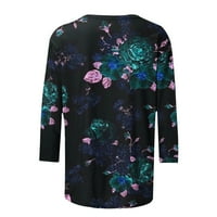 Hvyesh Dužina rukav ženski vrhovi Ljetni trendy okrugli vrat T košulje cvjetni print radovi Tunic Bluze