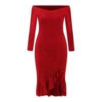 Asdoklhq ženske haljine za čišćenje veličine, čvrste boje seksi šljokica visoki struk Srednja duljina