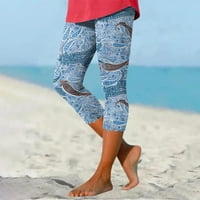Cleance Plus veličine Hlače Ženski ljetni povremeni elastični struk ispisano ošiljeno plaže Ženske hlače