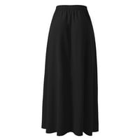 Siksi suknje za žene za žene Ženska suknja visokih struka Line Swing midi suknja Black XXL