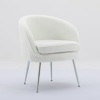 Avamo fotelja Četiri noge akcentne stolice Tapacirane moderne blagovaonice s naslonom za ruku Comfy jastuk bijeli 24.4x26.8x