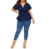 Plus veličina za žene T-majice Tunika za tamne V-izrez kratki rukav puni u boji labavi bluze Tunic Tops XL