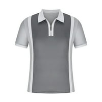 Muški ležerne majice Trendy Regular Fit s kratkim rukavima Blok Color Print Zip Up V izrez Pulover THIRT
