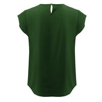 Gyouwnll T majice za žene vrhovi modni ljetni ženski povremeni majica kratkih rukava s kratkim rukavima od vrata za ženska bluza u boji zelena xl