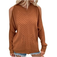 Holloyiver ženske pletene usjeve žene modne pune boje casual crew vrat dugih rukava labav majica bluza vrhovi duks pulover skakač