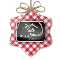 Ornament tiskani jednostrane planine Chalkboard Benchmark - Utah Christmas Neonblond