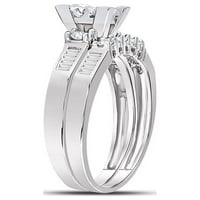 10kt bijela zlatna princeza Dijamant Bridal Wedding prsten set CTTW