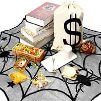 Kratki kamenca za stolnjak, crni čipkani trkač za trkač krug pauka Cobweb stol za stol kamin kamin mantel šal Spiderweb Lampshade sa zastrašujućim furnirom za Halloween party dekor