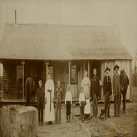 Ranč u Arizoni 1890S - Lijepa albumunska fotografija porodice u ranču u blizini Elfrida, Arizona. Print plakata