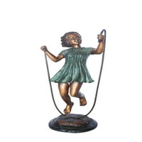 Mlada djevojka za skok u konopci brončana statua - veličina: 5 l 7 w 15 h