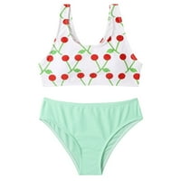Dječji kupaći kupaći kostimi za djevojke Sport cvjetni visoko struk bikini set ljetna plaža osip kupaći kostimi djevojke kupaće odijelo veličine zelene boje