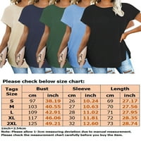 Voguele Dame TEE Crew Crt Majica Majica s kratkim rukavima Dailyer Tunic Bluza Bohemian Ljetni vrhovi Zeleni XL