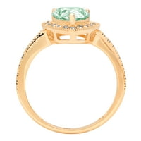 2.36ct Rez kruške - halo - simulirani zeleni dijamant - 18K žuto zlato - angažovački prsten