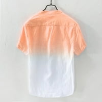 Wendunide majice s dugim rukavima za muškarce Ljeto muške hladne i tanke prozračne ovratnike Viseće obojene gradijentne pamučne majice Muška majica narančasta 3xl