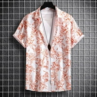 Safuny muške labave udobne majice sa džepom ljetni modni gljive tinejdžerke kratkih rukava majica rever pulr havajska plaža gumba za odmor narandžasta