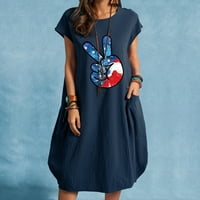 Xihbxyly Plus Veličina Summer haljina za žene Dnevna haljina za žene 4. jula Haljina sa džepovima Casual