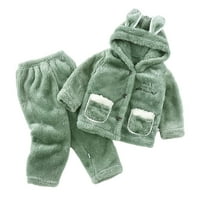 Esaierrr Toddler Kids Topla pidžama odijela Dječaci Djevojke s kapuljačom medvjeda uha crtana salon jesen zimska koralj fleke toplo za spavanje za spavanje 9m-7Y