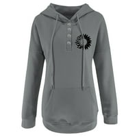 DTIDTPE ženske vrhove ženske dukseve dugih rukava s dugim rukavima pulover casual gumba Top Hoodie duksevi