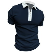 Muške polo majice kratki rukav mišić isključite ovratnik tanak fit boja blockzipper meko ties Golf majica