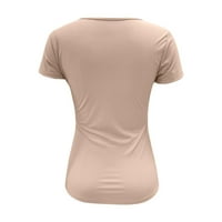 Aaiymet ženske vrhove žene modni čvrsti top bluza v vrat kratkih rukava gornji džep Džepni majica Elegant