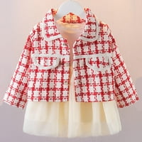 Haljina za djevojčice Dječja dječja suknja Postavite dugih rukava kaput gornje zabave crvena 6- mjeseci