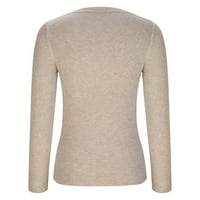 WHLBF Plus Veličine džemperi za žene, modne žene zimske čvrstog dugih rukava poulove na džemper s V-izrezom