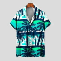 Uorcsa komforan rever modni casual hawaii print muns majica zelena