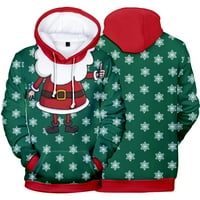 Muški smiješni božićni džemper Novelty 3D grafički duksevi dukserice kapuljač kapuljača sa džepom