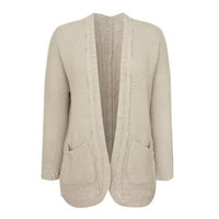 -8jcud Žene Casual Solid Crochet džemper Cardigan Labavi dugi rukav Dugi kaput Ženski kardigan Duks