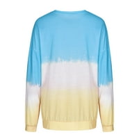 Luiyenes kontrastni pulover Top boja O-izrez Dugo povremeni gradijentni šumski rukav ženska ženska bluza