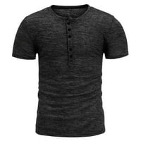 Tamno sive majice za muškarce Muškarci Ljetni gumb Kratki rukavi Udobna modna bluza