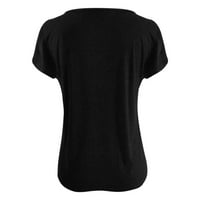 Žene V izrez Osnovne majice za ljetne casual latica kratki rukav Comfy labavi fit tunika Tee pune boje bluze Blusas de mujer de moda