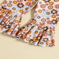 SUNISERY KIDS DICE GIRKE Ljetna odjeća setovi za pletenje rebra za vezanje Halter rezervoar za vrat + cvjetni hlače od cvjetnih pantalona 6- mjeseci