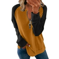 ROVGA Žene Ležerne prilike dugih rukava u boji sa dukserom Zip dukserice labavi pulover Dukseri za žene