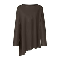 Bacc ženski vrhovi ženskih fabričkih dizajna proljetni stil dugih rukava nepravilna pulover čvrste boje majica ženske dugih rukava na kafu
