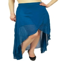 Bimba ženska asimetrična plava Georgette napola obložena visokim visokim čistom suknji -s -s