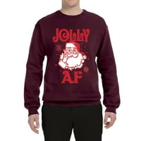 Divlji Bobby, Santa Jolly AF Božićni unisni Crewneck Grafički duks, Maroon, Veliko