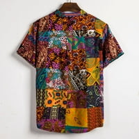 Polo košulje za muške etničke kratkih rukava Ležerne prilike, pamučna posteljina tiskara havajska bluza