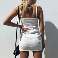 Usmixi haljine za ženske partijske klupke Sexy wrap bodycon sa patentnim zatvaračem Mini haljine V-izrez bez rukava bez rukava kratka formalna haljina bijela xl