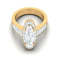 Ovalni moissan zaručnički prsten sa halo - karatom - D-VS razred, 14k žuto zlato, SAD 12.00