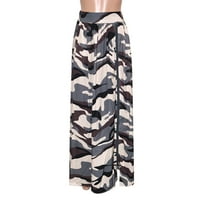 Havajska suknja za žene Maxi suknja tiskana suknja Trendne suknje Summer suknja Kamuflaža patentni zatvarač Elastična rastezljiva maxi suknja Sivi XL