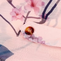 Labakihah Ženski vrhovi Žene Ležerne prilike cvjetno tiskane gumbe Majica Šifon nepravilna hemska gornja