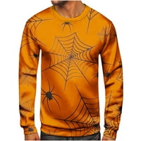 TOQOT muške košulje za Halloween - pulover s dugim rukavima Labavi pad praznični print Crewneck Ležerne duksere narančaste veličine 3xl