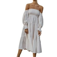 Maxi haljina za ženske haljine casual pune luk gljiva elegantna jedno ramena duga haljina proljeće ljetne haljine za žene whitem