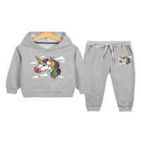 Leuncero Kids casual outfit Slatka životinja Print Gant Set dukserice Duksevi TOP + Hlače sive