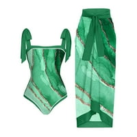 Ecqkame Ženski jedno kupaći kostim i plaža Poklopac zamotavanje Floralske kupaće kostime Outfits Sarong Batting odijelo Zelena XXL Prodaja klirensa