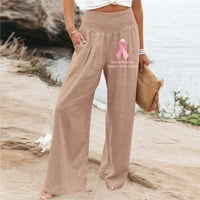 Jyeity ženska jesena moda, udobne ispisane hlače sa visokim strukom Dukseve Yoga hlače Bijele tajice za žene Tummy Control Khaki veličine l