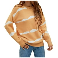 Hueook džemperi za žene plus veličine zimskog pada dugih rukava modni print casual lagani okrugli vrat pulover pleteni džemper vrhovi